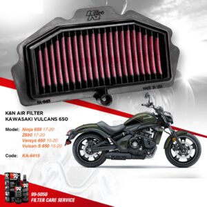 LỌC GIÓ K&N KAWASAKI Z650 / NINJA 650 / VULCAN 650 / VERSYS 650 (CHÍNH HÃNG)